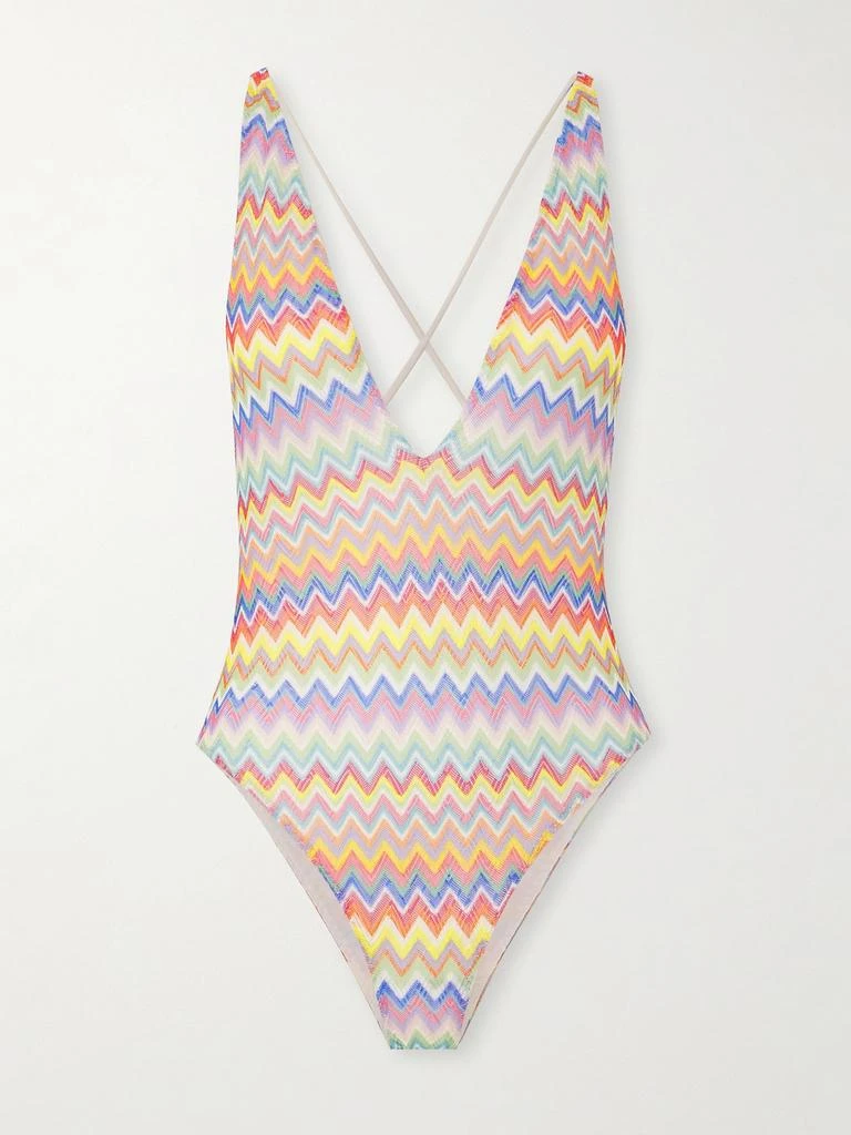 Missoni 条纹钩编连体泳衣  - IT38 1