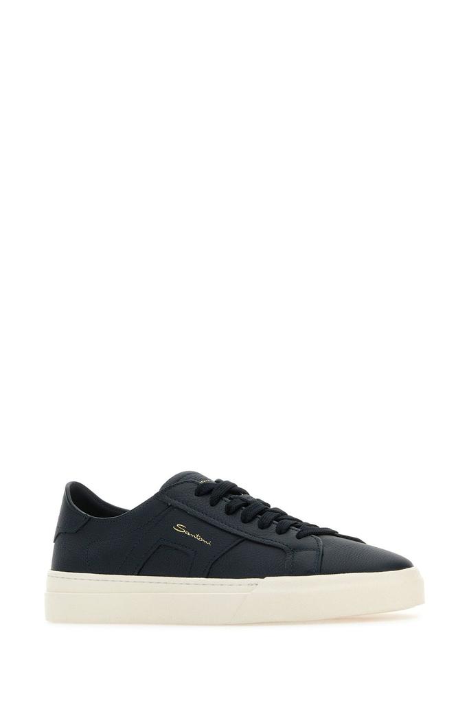 Santoni Dark blue leather sneakers