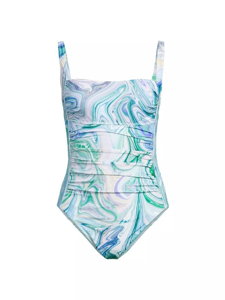Kobi Halperin Tina Marble-Print One-Piece Swimsuit 1