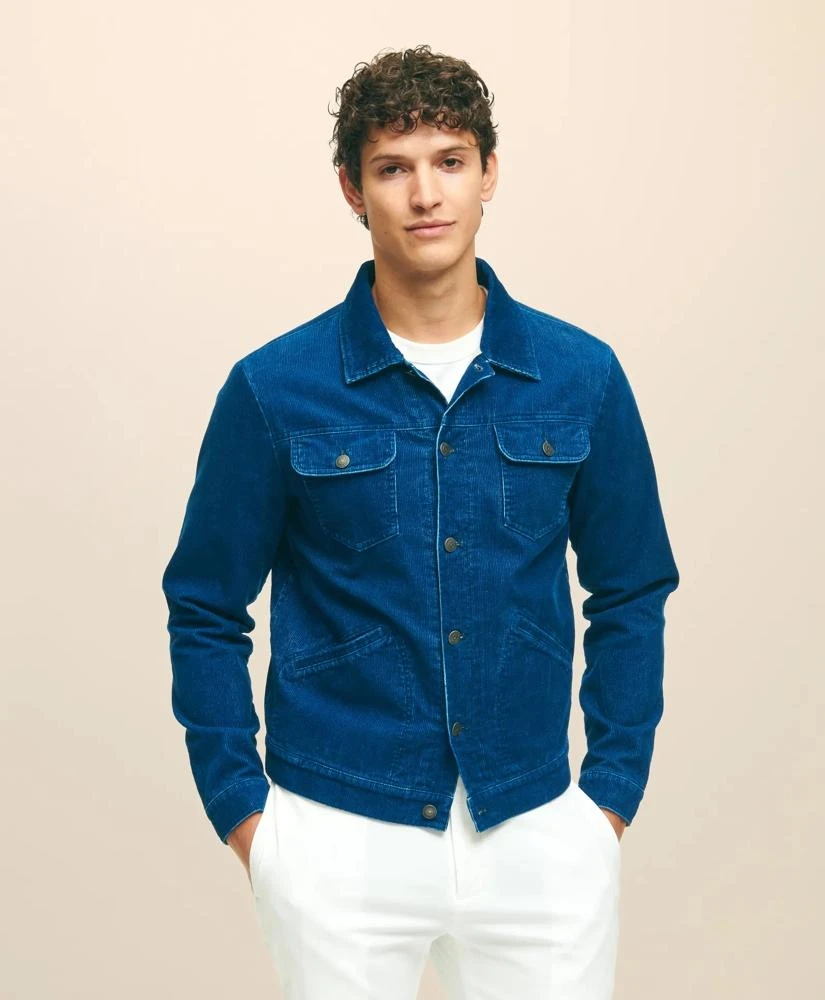 Brooks Brothers Medium Wale Corduroy Indigo Trucker Jacket 2