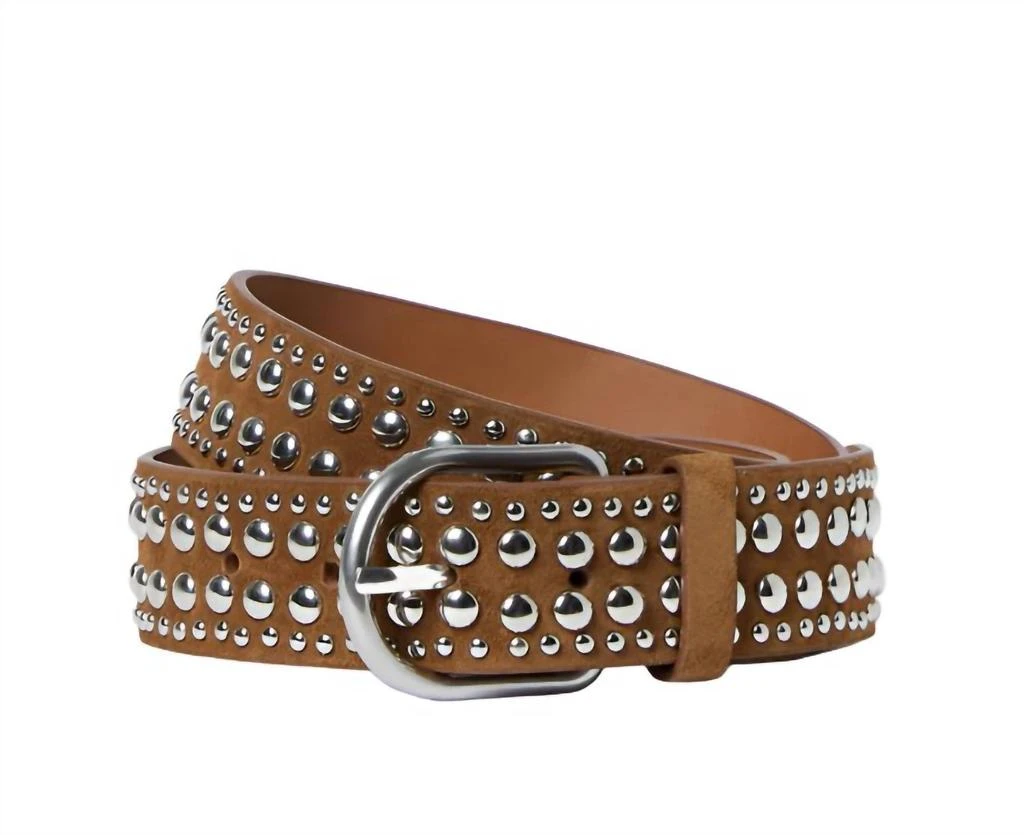 Loeffler Randall Women
s Isaac Studded Belt In Cacao/silver