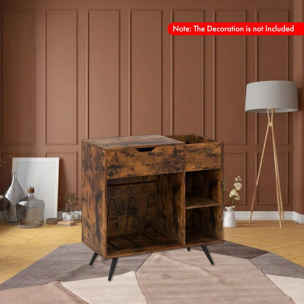 Hivvago Turntable Storage Stand with Built-In Power Station 2