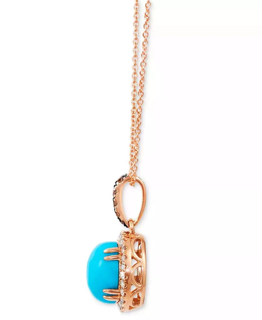 Le Vian Robins Egg Blue Turquoise (2 ct. t.w.) 
Diamond (1/4 ct. t.w.) Halo Adjustable 20" Pendant Necklace in 14k Rose Gold 2