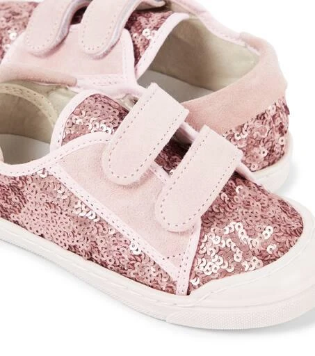 PEPE Villas sequined leather-trimmed sneakers 5