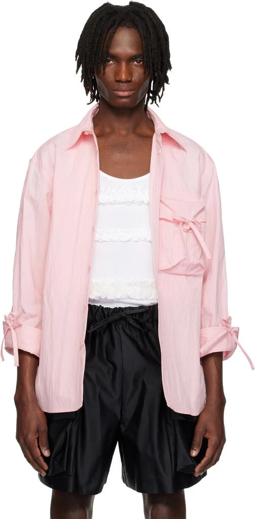Simone Rocha Pink Bow Detail Workwear Shirt 1