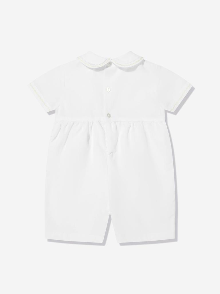 Sarah Louise Baby Boys Smocked Romper in White