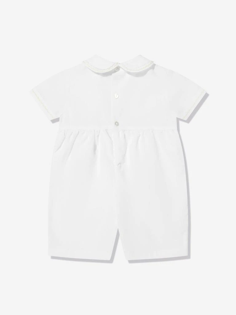 Sarah Louise Baby Boys Smocked Romper in White 2