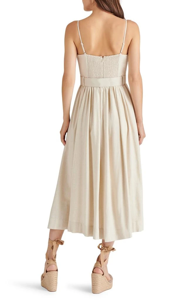Steve Madden Napoli Belted Linen Blend Midi Dress in Natural at Nordstrom, Size X-Large