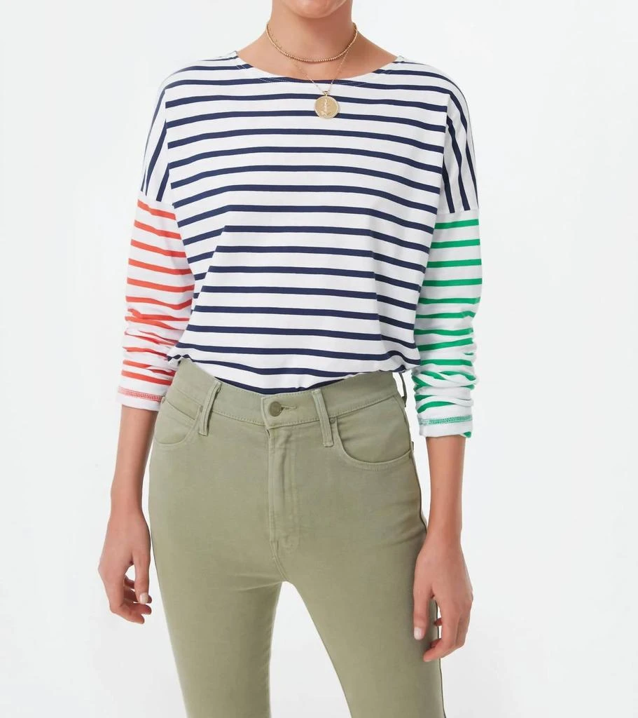 Saint James Mariniere Carolles Long Sleeve Tee In Navy Stripe 1