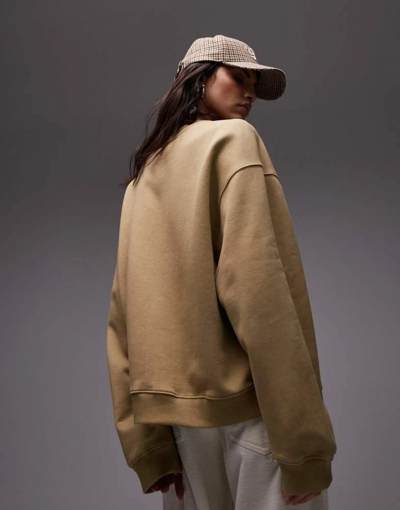 Topshop Topshop oversized seamed sweatshirt in beige 3