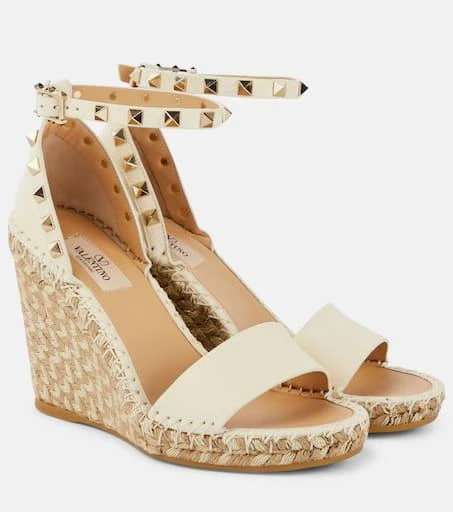 Valentino Rockstud 105 leather espadrille wedges 1