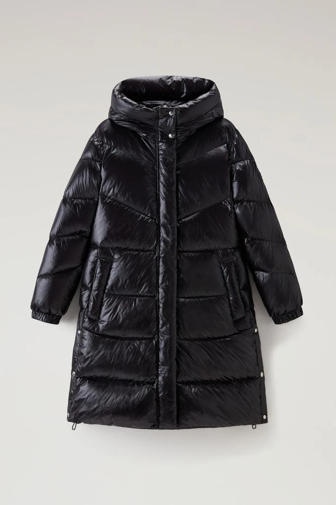 Woolrich Aliquippa Long Down Jacket in Glossy Nylon - Women - Black 5