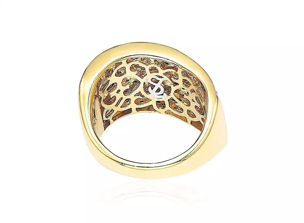 Suzy Levian New York Suzy Levian Sterling Silver Cubic Zirconia Brown and White Leaf Ring