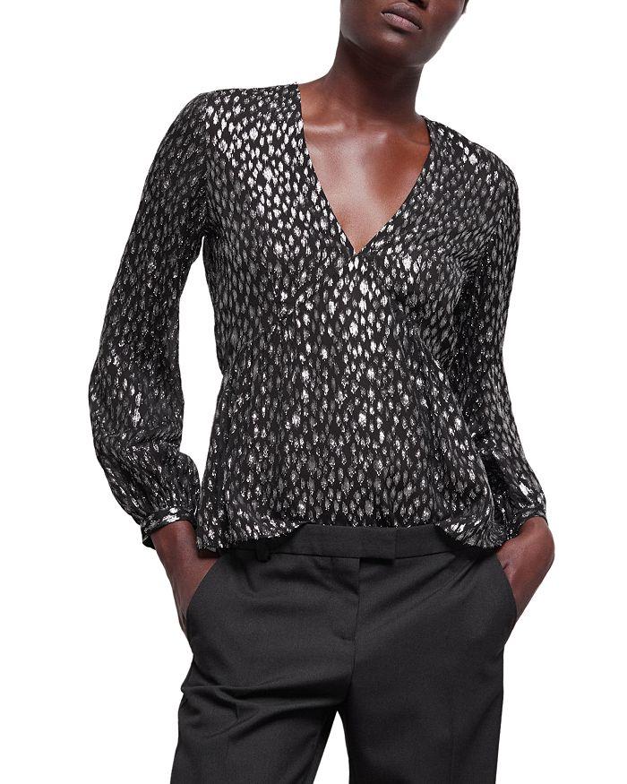 The Kooples Sparkling Leopard Print Blouse