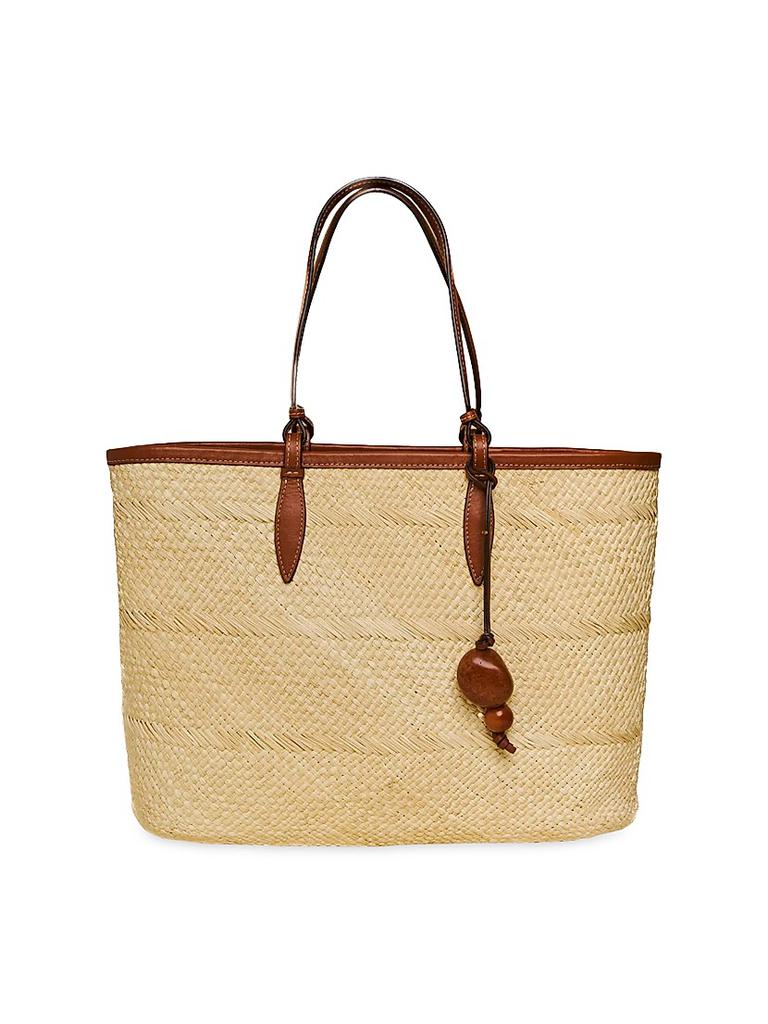Hunting Season Leather-Trimmed Woven Tote Bag