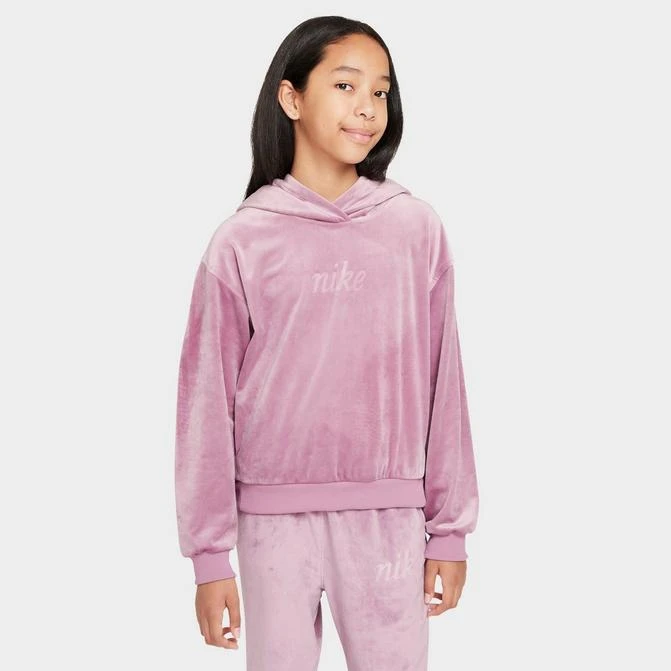 NIKE Girls' Nike Sportswear Velour Pullover Hoodie 1