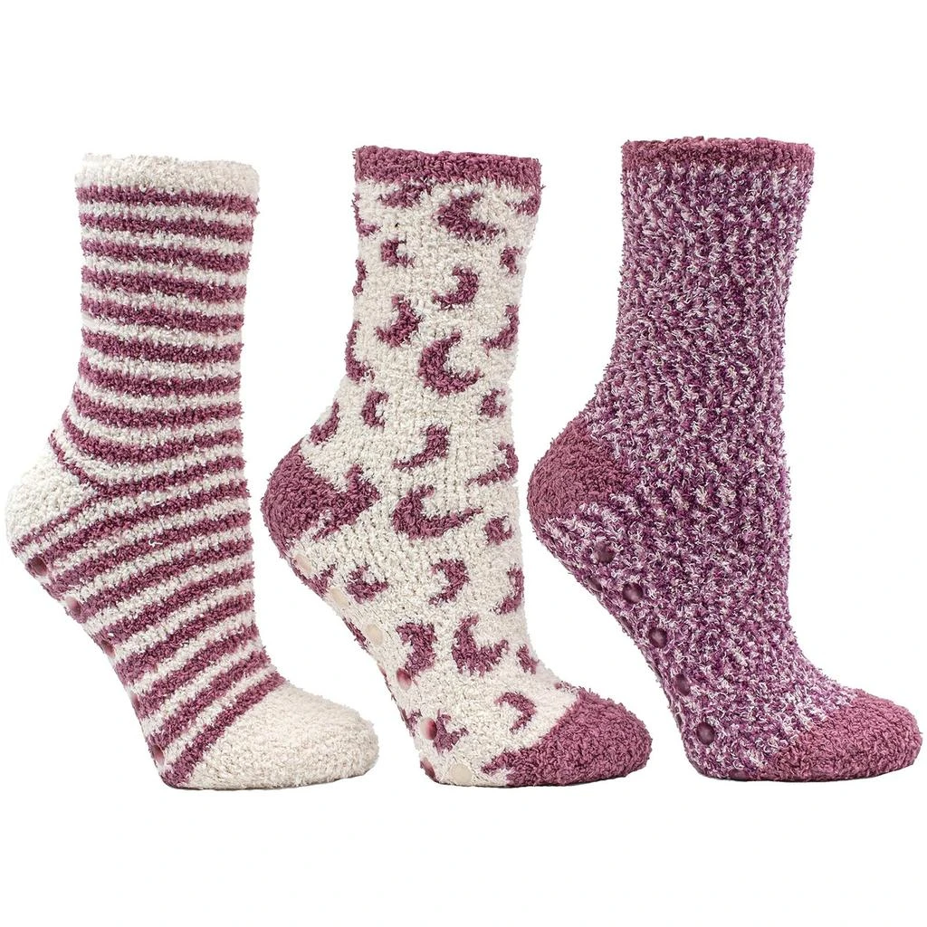 MinxNY Aromasoles Essential Oil Infused Warm Cozy Slipper Socks, 3 Pack, Rose 1