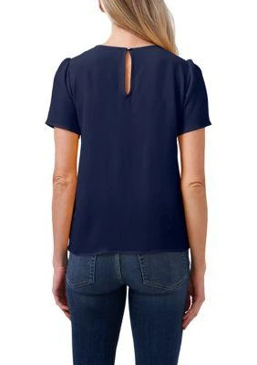 CeCe Womens Short Sleeve Pleated Blouse 2
