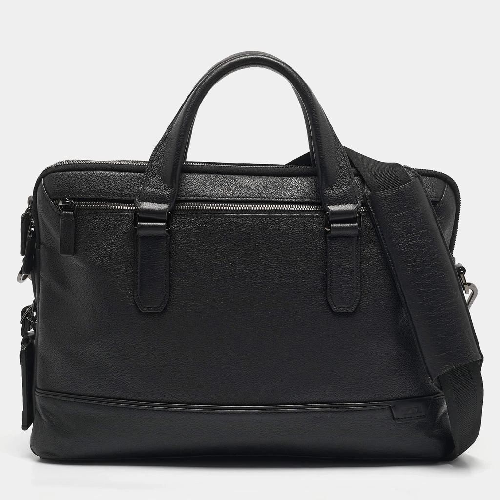 Tumi Tumi Black Leather Double Zip Briefcase Bag 4