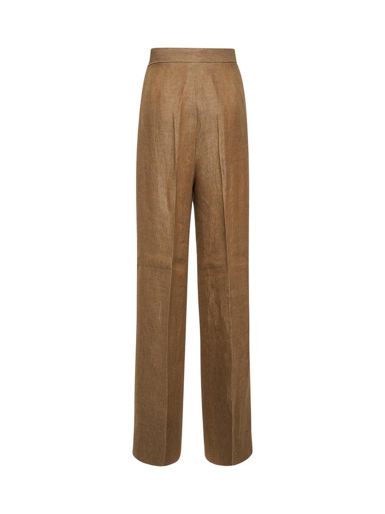 Max Mara MAX MARA | Beige linen RAUCHE wide leg trousers | Women | 38
