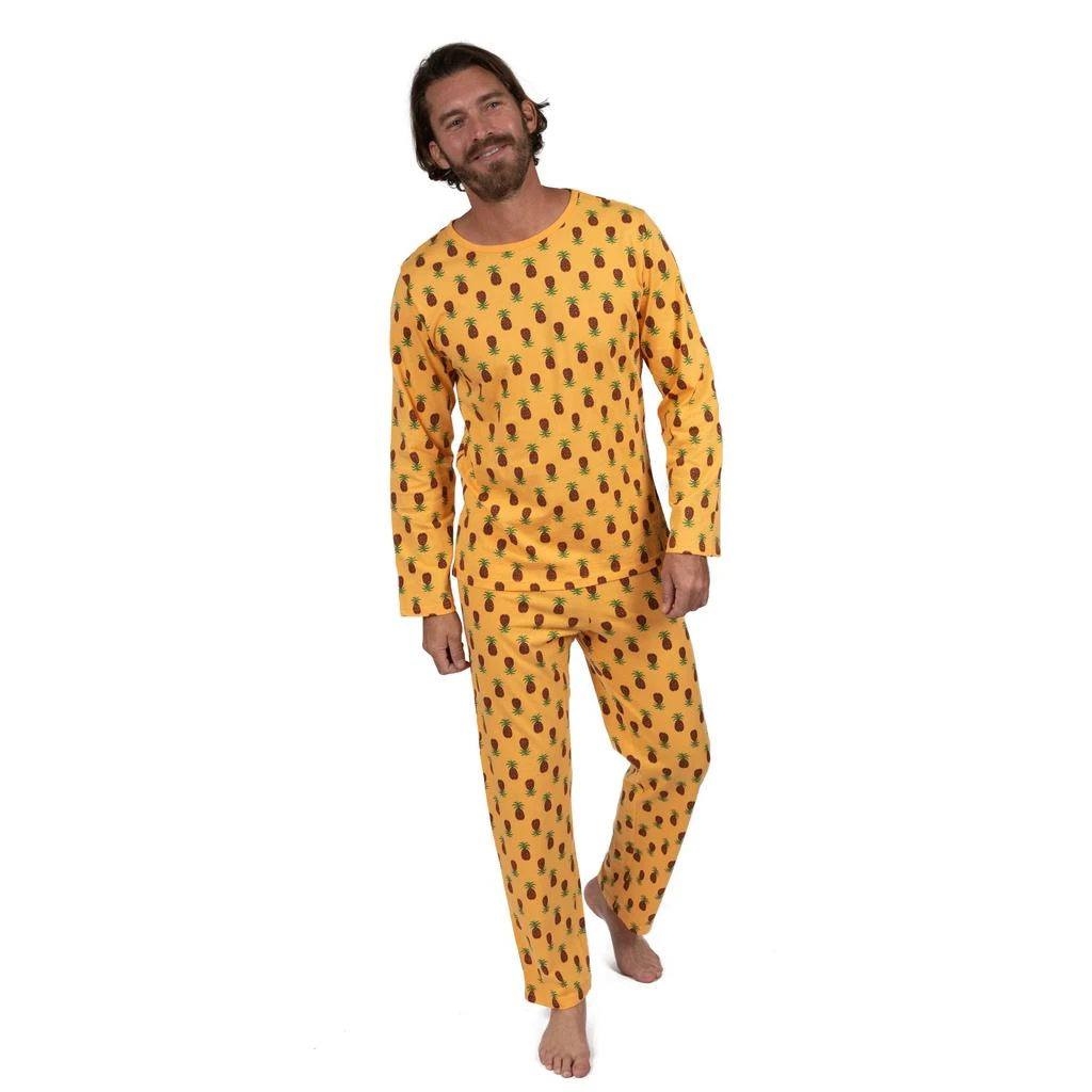 Leveret Mens Two Piece Cotton Loose Fit Pajamas Pineapple