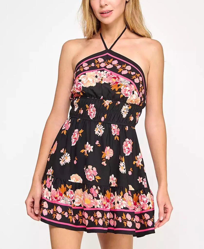 Trixxi Juniors' Floral-Print Halter-Neck Mini Dress 1