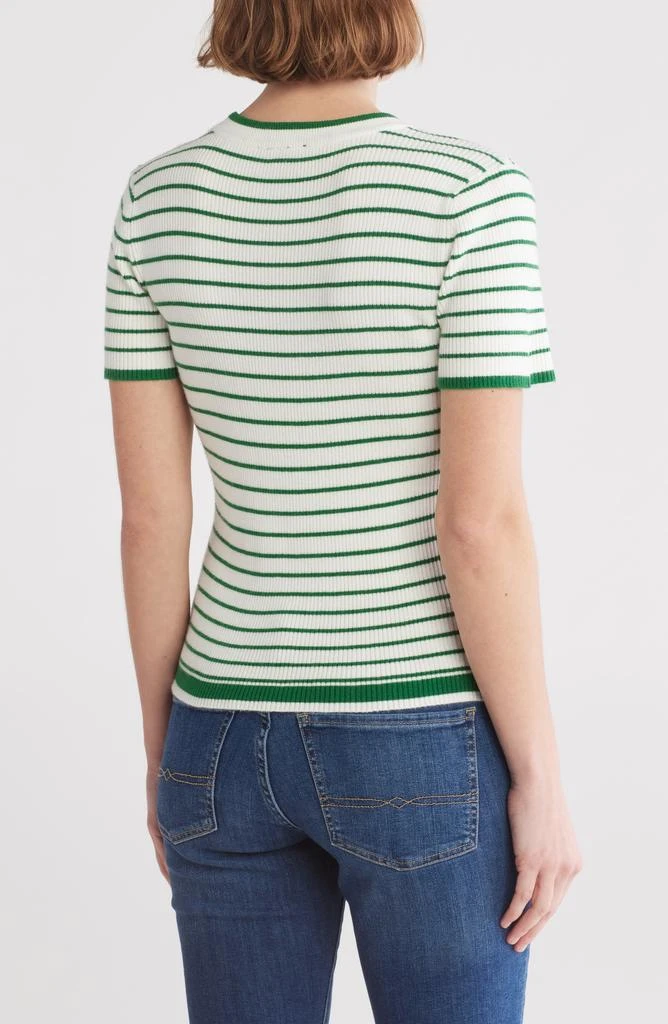 Bobeau Short Sleeve Ribbed Striped Sweater 2