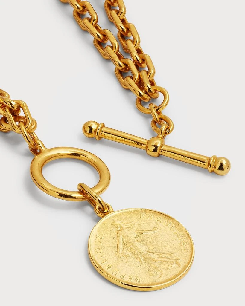 BEN-AMUN 24k Gold Electroplated Gold Toggle Coin Necklace 4