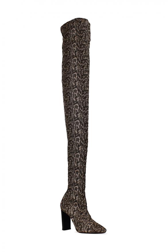 Saint Laurent Luxury women's boots moon thigh high boots in python print canvas saint laurent