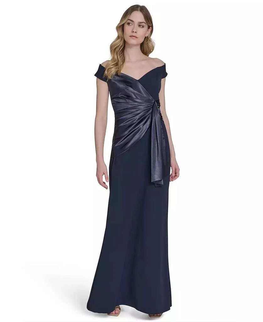 Eliza J Petites Off-The-Shoulder Wrap-Accent Gown 1