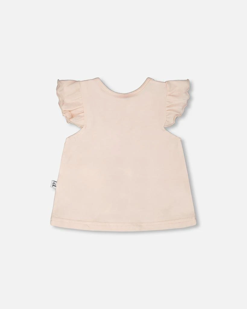 Deux par Deux Organic Cotton Jersey Top and Short Set Peach and Peach Animal Print 2
