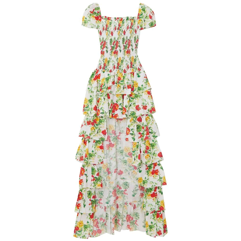 CAROLINE CONSTAS Women Margo Cut-Out Dress Gown Yellow Red Blanc Floral 2