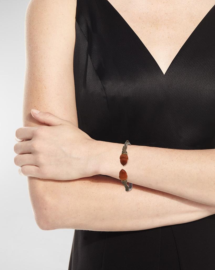 K Brunini Oxidized Sterling Silver Twig 
Wood Acorn Cuff