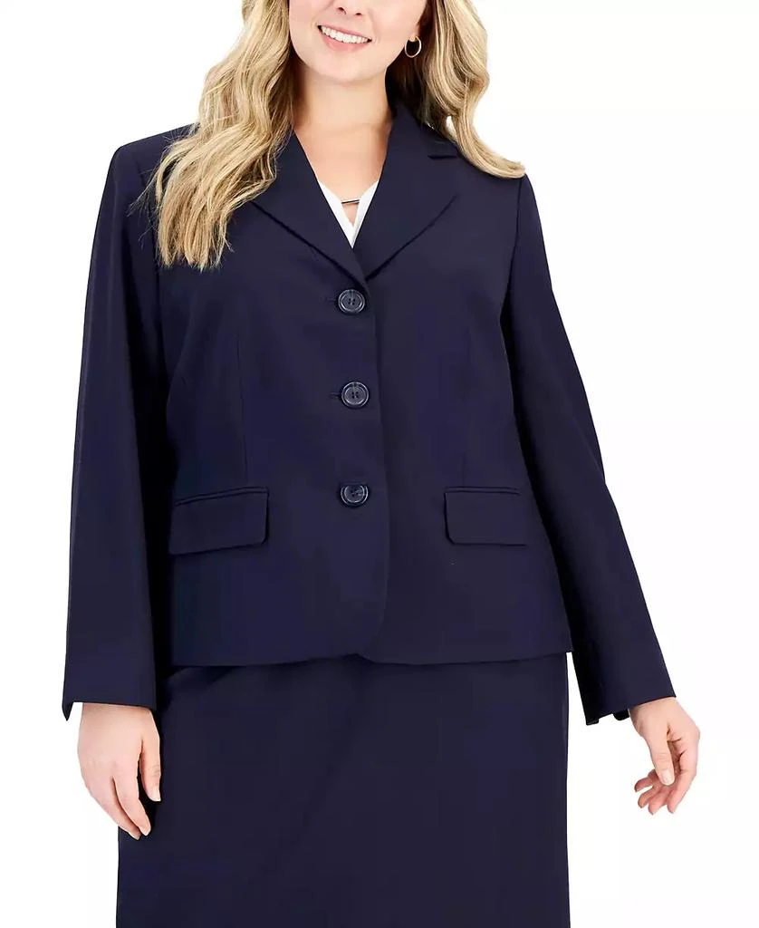 Le Suit Plus Size Button-Front Pencil Skirt Suit 3