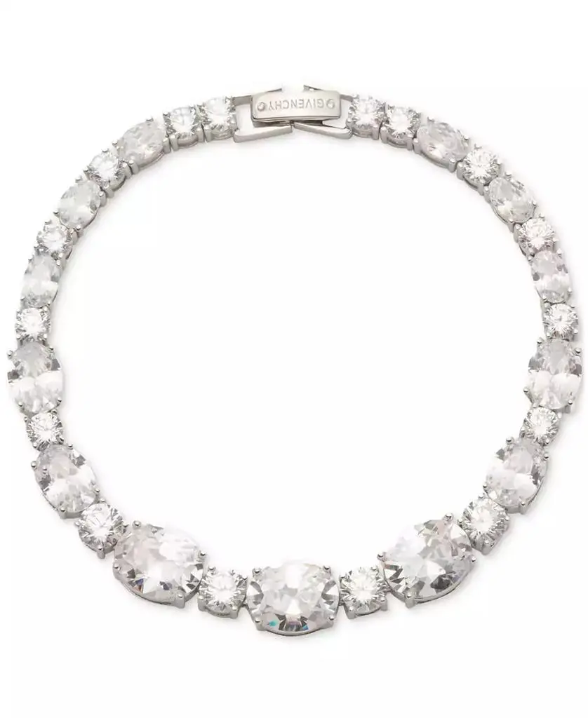 Givenchy Silver-Tone Mixed-Cut Cubic Zirconia Tennis Bracelet