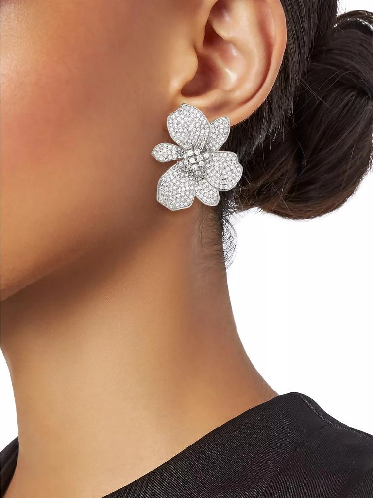 Shashi Eden Sterling Silver &amp; Cubic Zirconia Flower Earrings 2