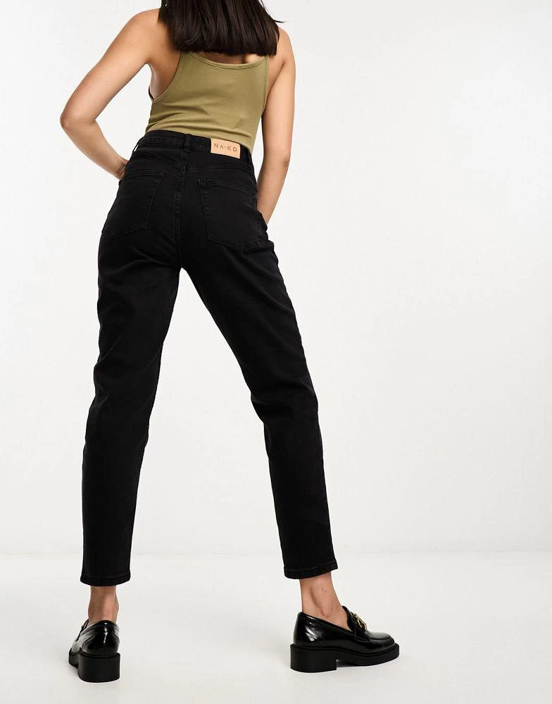 NA-KD NA-KD high waist straight leg jeans in black 2
