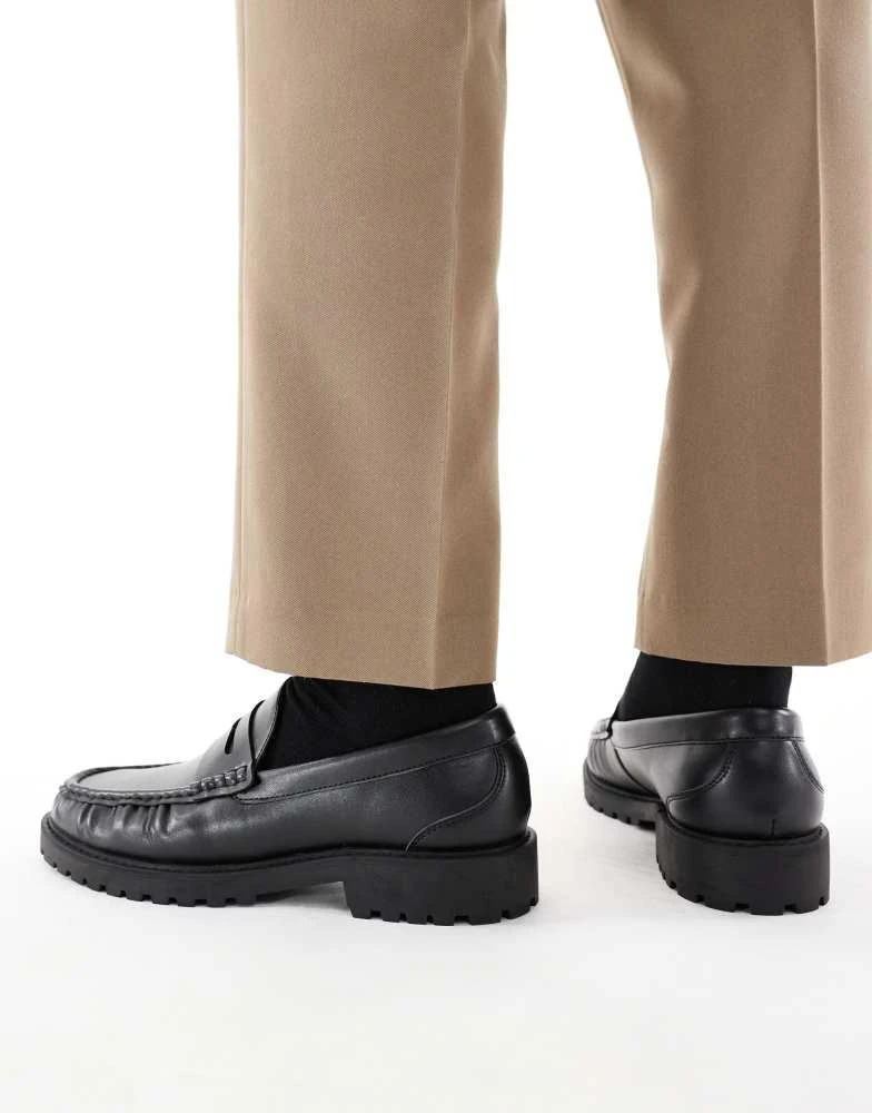 ASOS DESIGN loafers in black with cleated sole – On Sale Now  display picture 3