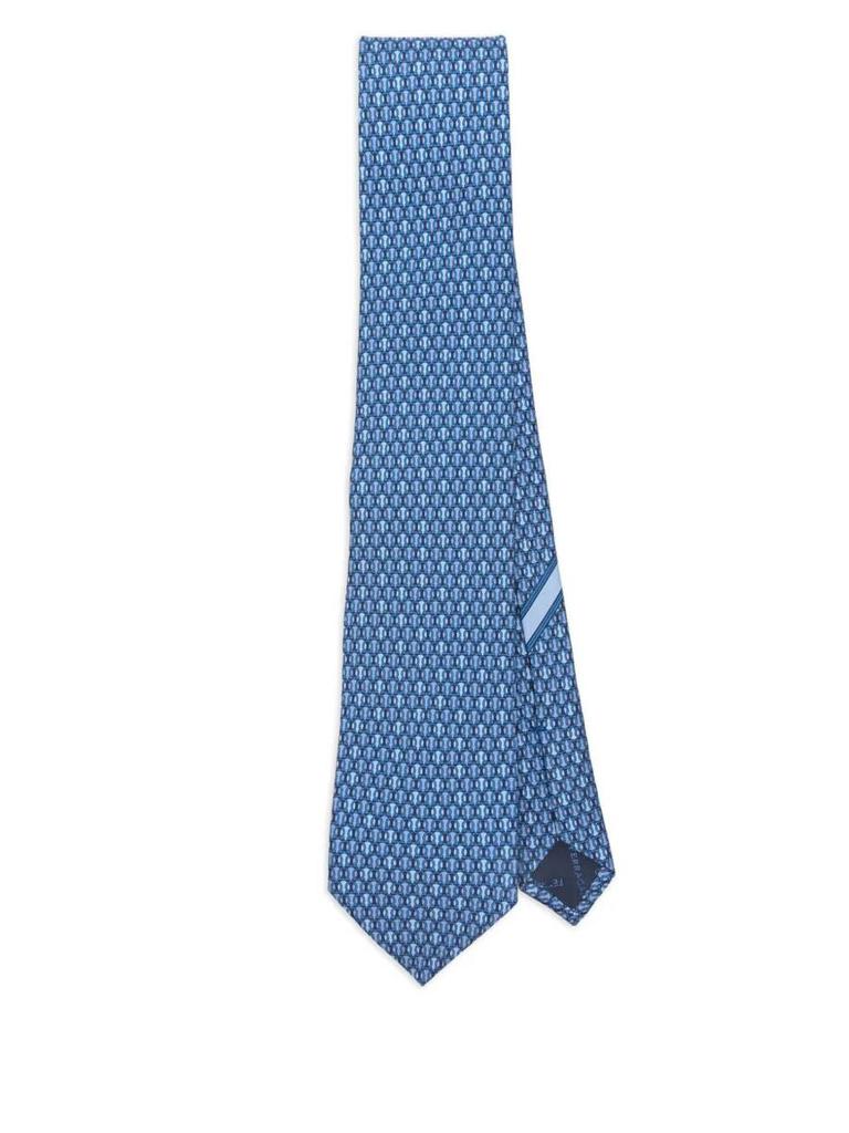 Salvatore Ferragamo Salvatore Ferragamo Silver Polka Dot Silk Tie Accessories