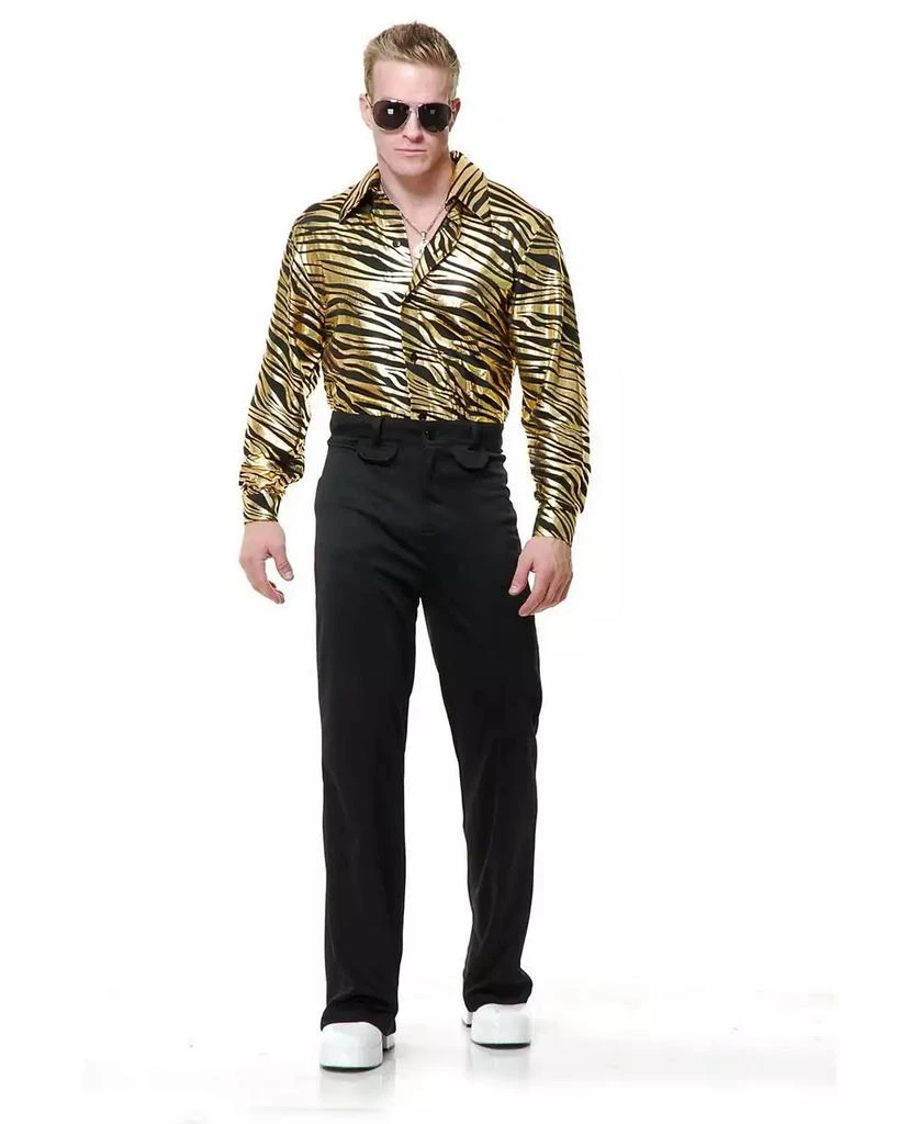 BuySeasons Men's Zebra Print Disco Shirt Gold 1