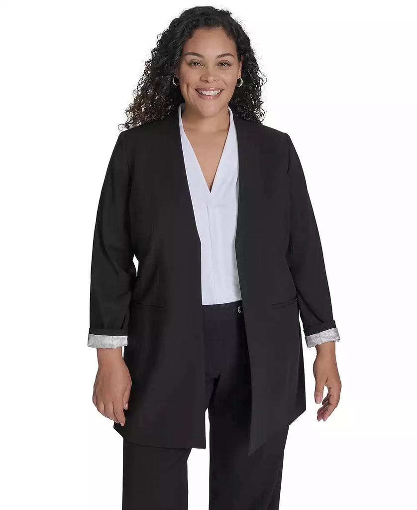 Calvin Klein Plus Size Collarless Open-Front Topper Jacket 1
