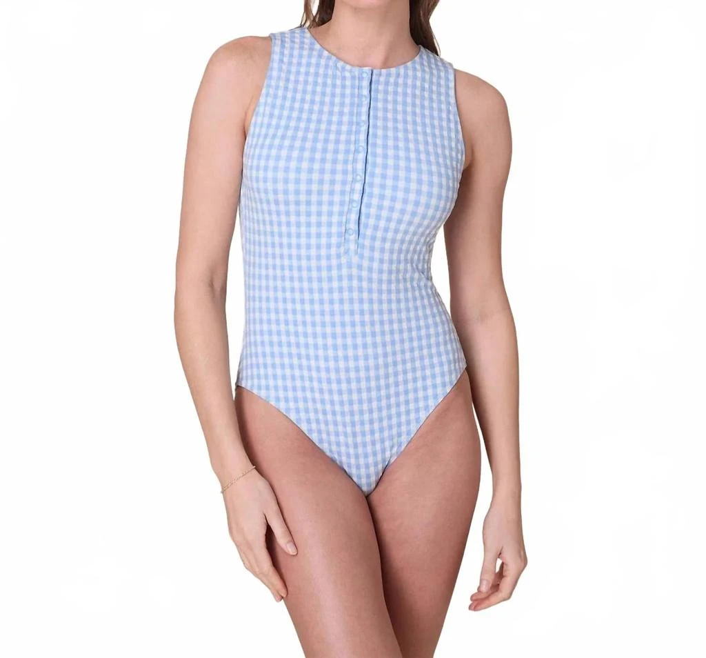 Andie Swim Malibu One Piece Swimsuit In Sky Gingham
