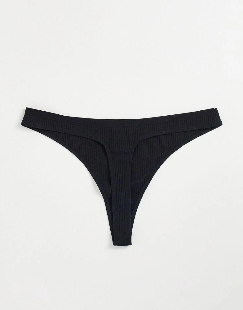 ASOS ASOS DESIGN Curve 3 pack ribbed thong in black 2