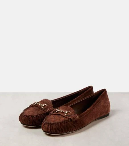 Gucci GG Horsebit suede ballet flats 4