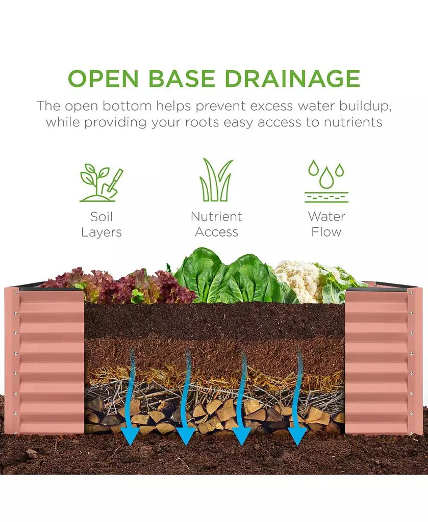 Best Choice Products 4x2x2ft Outdoor Metal Raised Garden Bed, Planter Box for Vegetables, Flowers 4