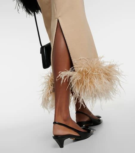 Prada Feather-trimmed cotton midi skirt 5