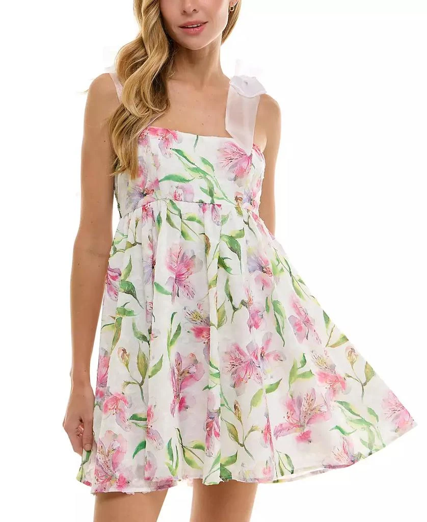 SENI & CADE Juniors' Floral-Print Babydoll Dress 1