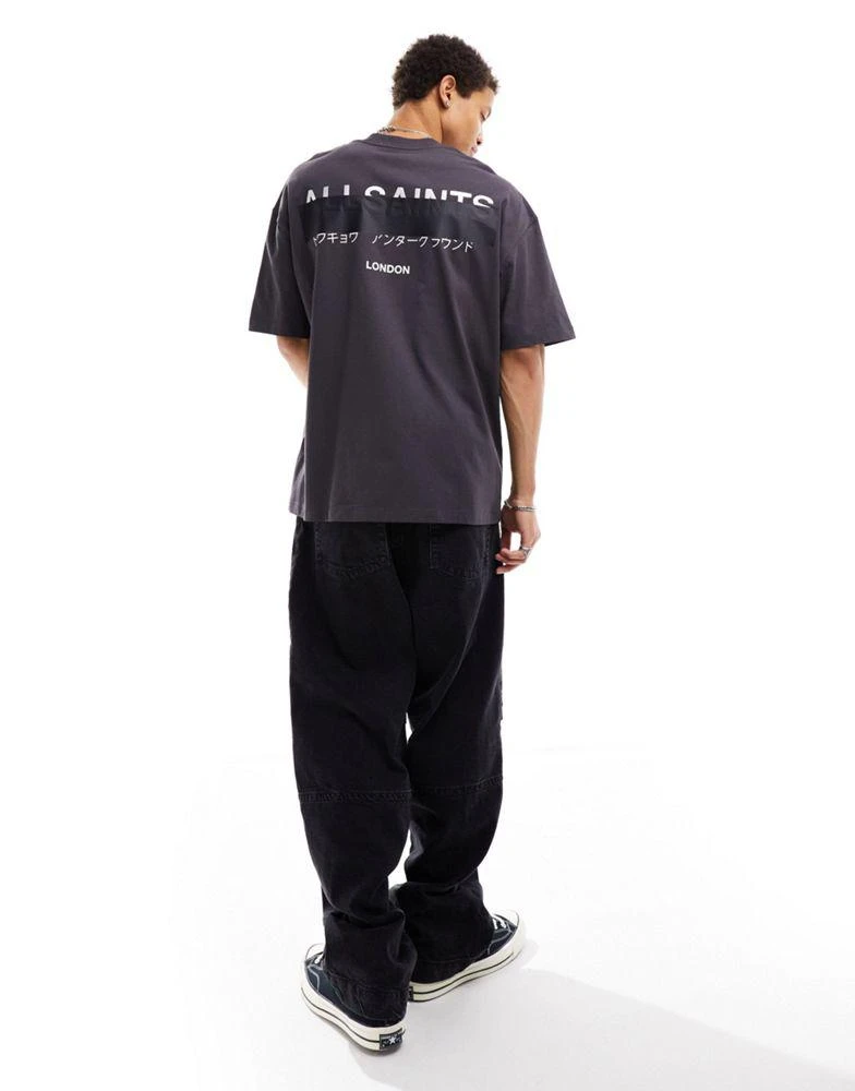ALL SAINTS AllSaints Redact oversized embroidered logo t-shirt in washed black 4