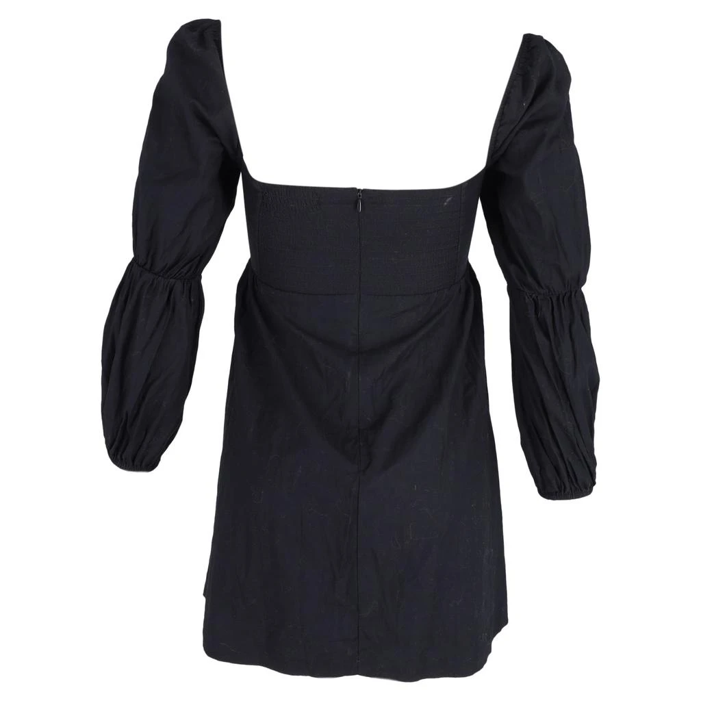 Reformation Michaela Mini Puffed Sleeve Dress in Black Cotton 3