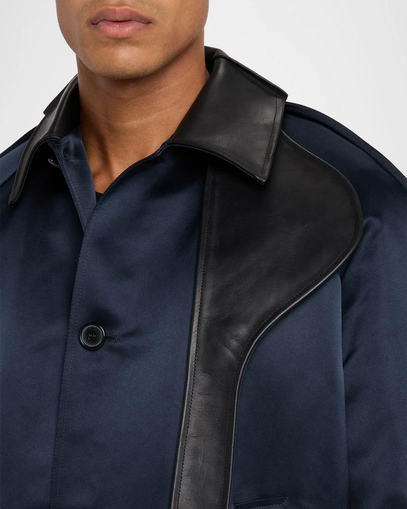 JW Anderson Belted Satin Rounded Blouson Jacket With Leather-Trim 4